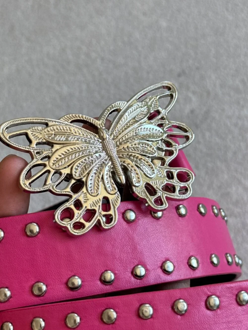 Hot Pink Studded Butterfly Belt